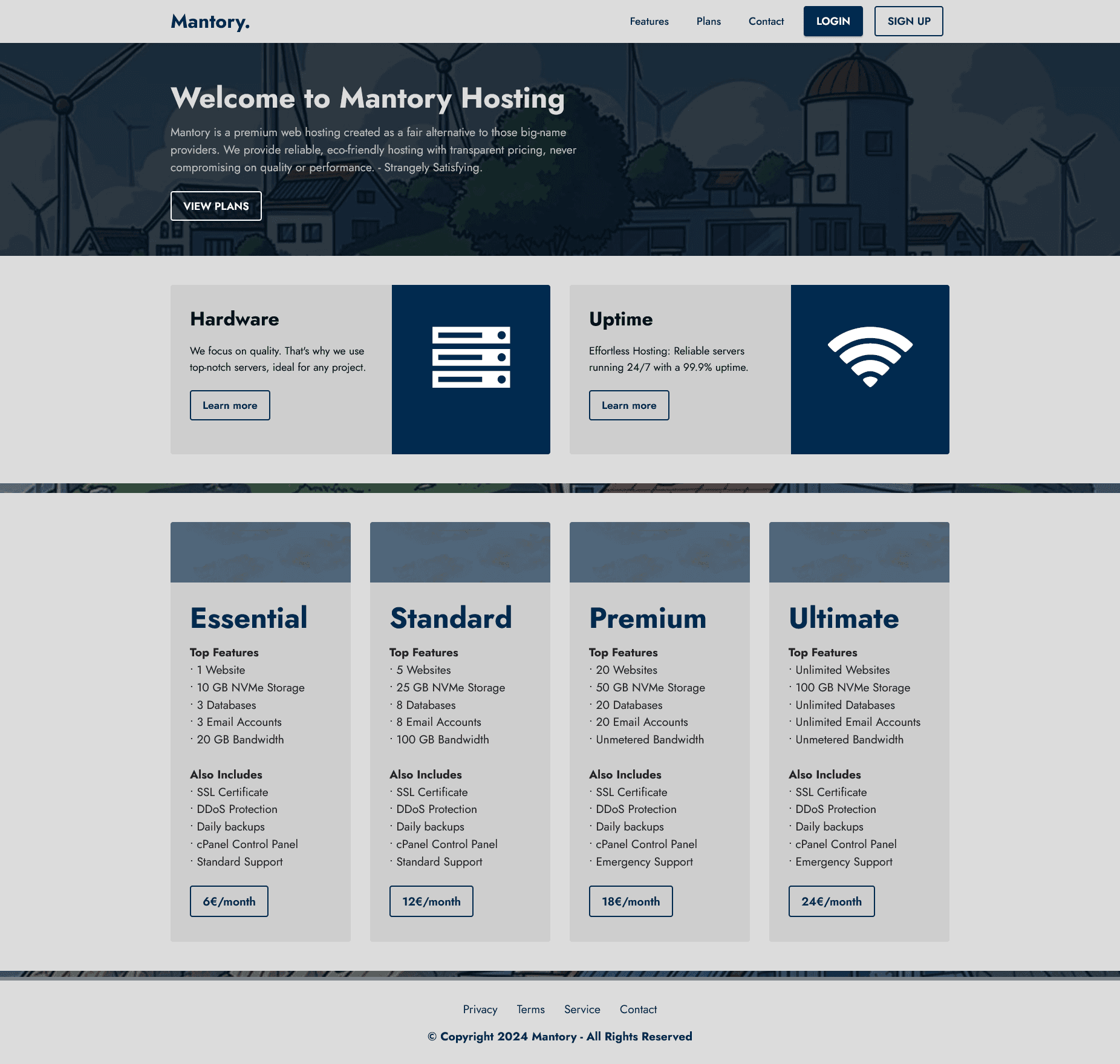 Mantory website, fair eco-friendly hosting